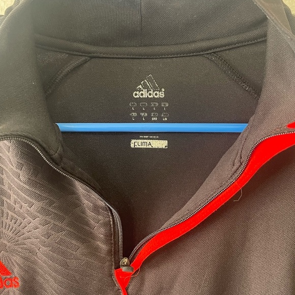 Adidas Men's Black Jacket with Red and White Accents - Picture 2 of 6